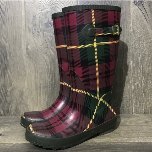 L.L. Bean Shoes - L.L. Bean Wellie Plaid Rain Boots